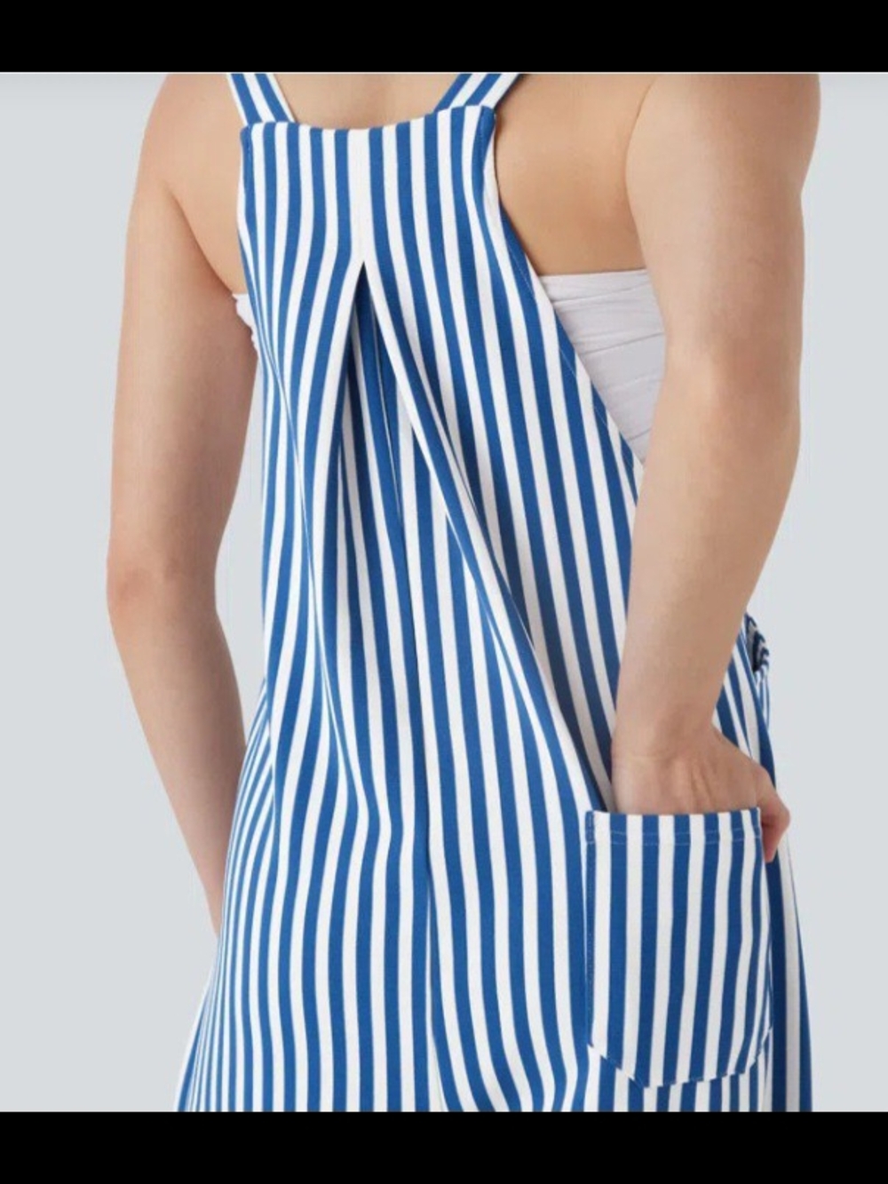Halara Striped Waffle Overalls With Pockets - Picture 4 of 8